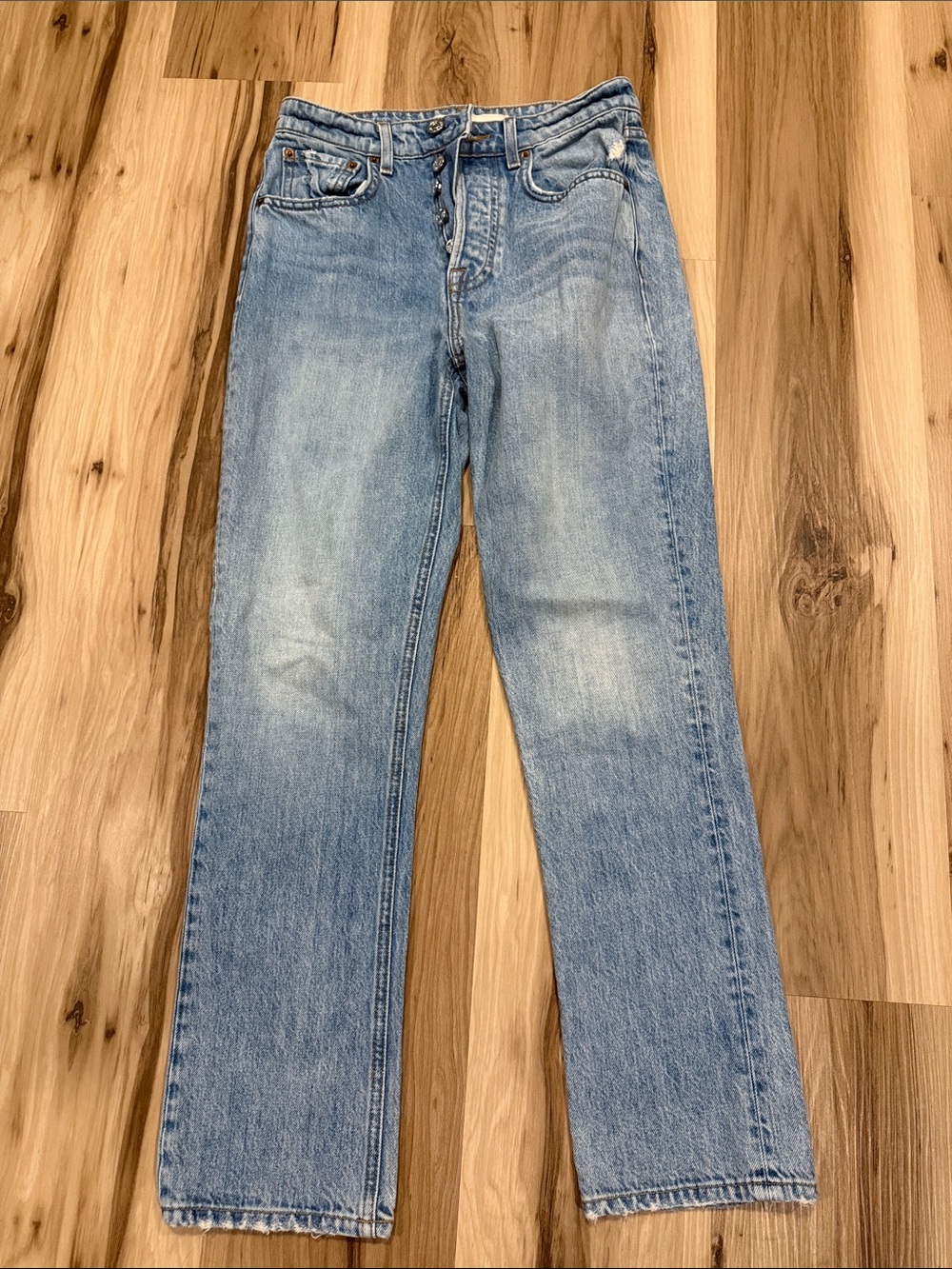 Revolve GRLFRND Karolina Light Blue Cropped Straight Jeans